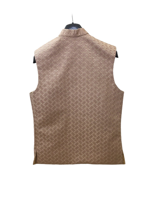 Dusty Pink - Rich Lucknowi Sequins Mens Waistcoat - Bollywood - KCS4010 VH 0324 - Prachy Creations