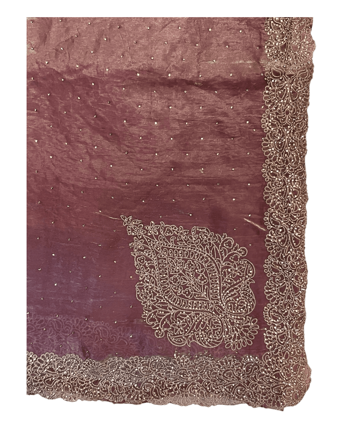 Dusty Pink - Rich Saree with Thread / Stone Embroidery and Blouse Piece - UK stock - 24hr Dispatch - RS2525 VJ - Prachy Creations