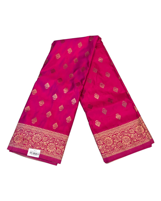 Fuchsia Pink - Traditional Handloom Banarasi Sari / Saree - with Blouse Piece - SN2404 11VC24 - Prachy Creations