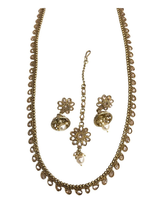 Gold - Antique Gold Finish Long Necklace set - Bollywood - Weddings - NIR794 KY 0523 - Prachy Creations