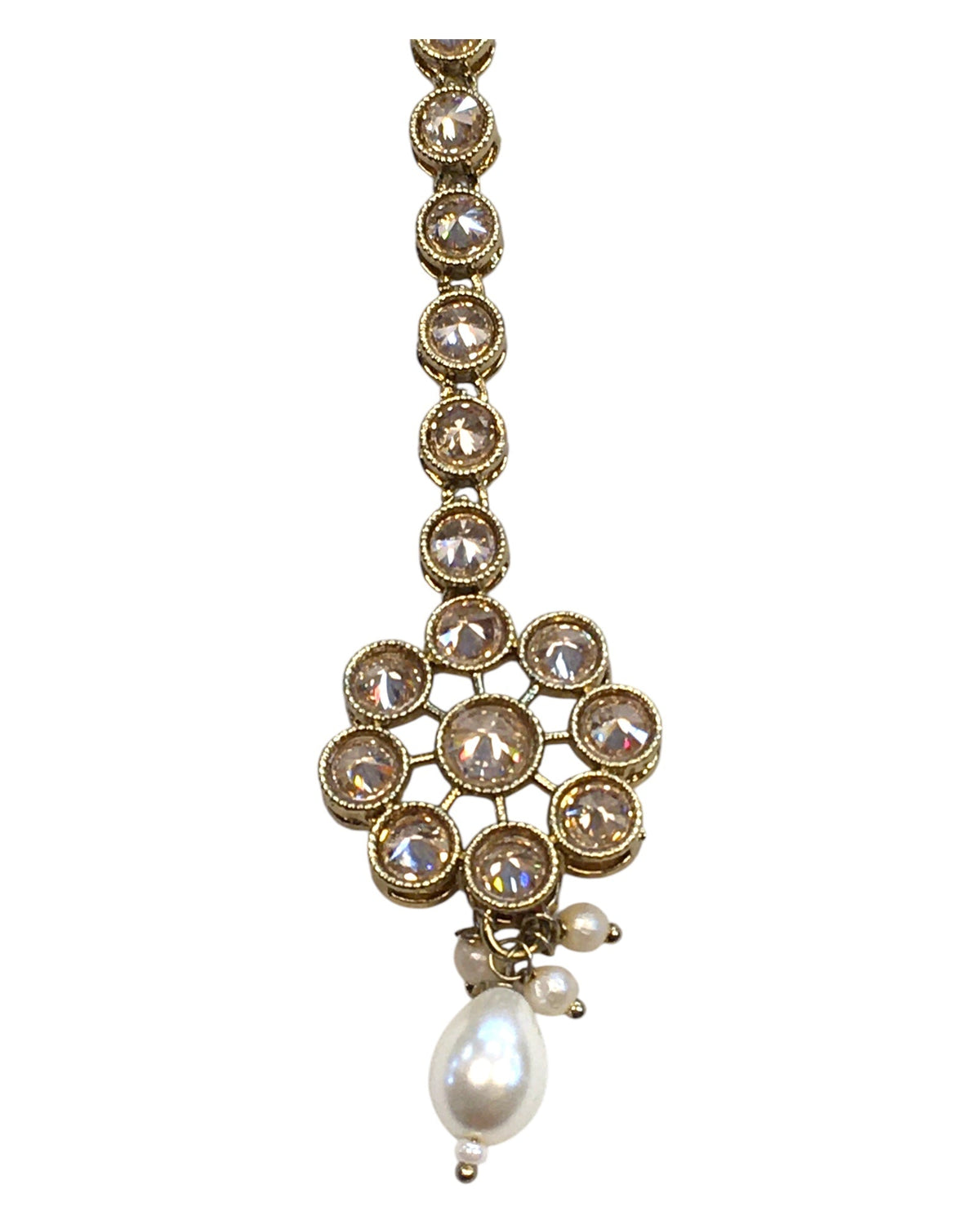 Gold - Antique Gold Finish Medium Size Tika Head Piece - Indian Ladies Fashion Jewellery - AE2432 11Vp24 - Prachy Creations