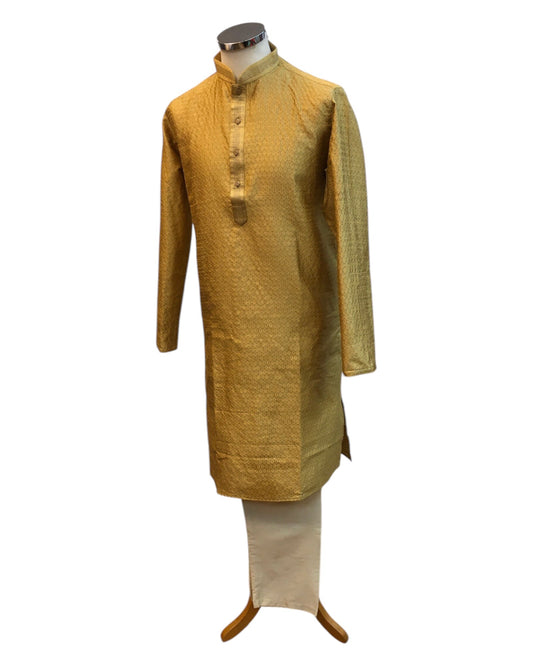 Gold - Fantastic Mens Indian Kurta set - Weddings / Walimas , Sangeet, Eid, Mehndi / Henna - NAD2403 08KA24 - Prachy Creations