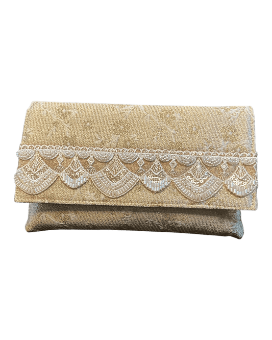 Gold - Handloom Brocade Clutch Bag / Handbag -Bollywood / Weddings - JS16a 06A26 - Prachy Creations
