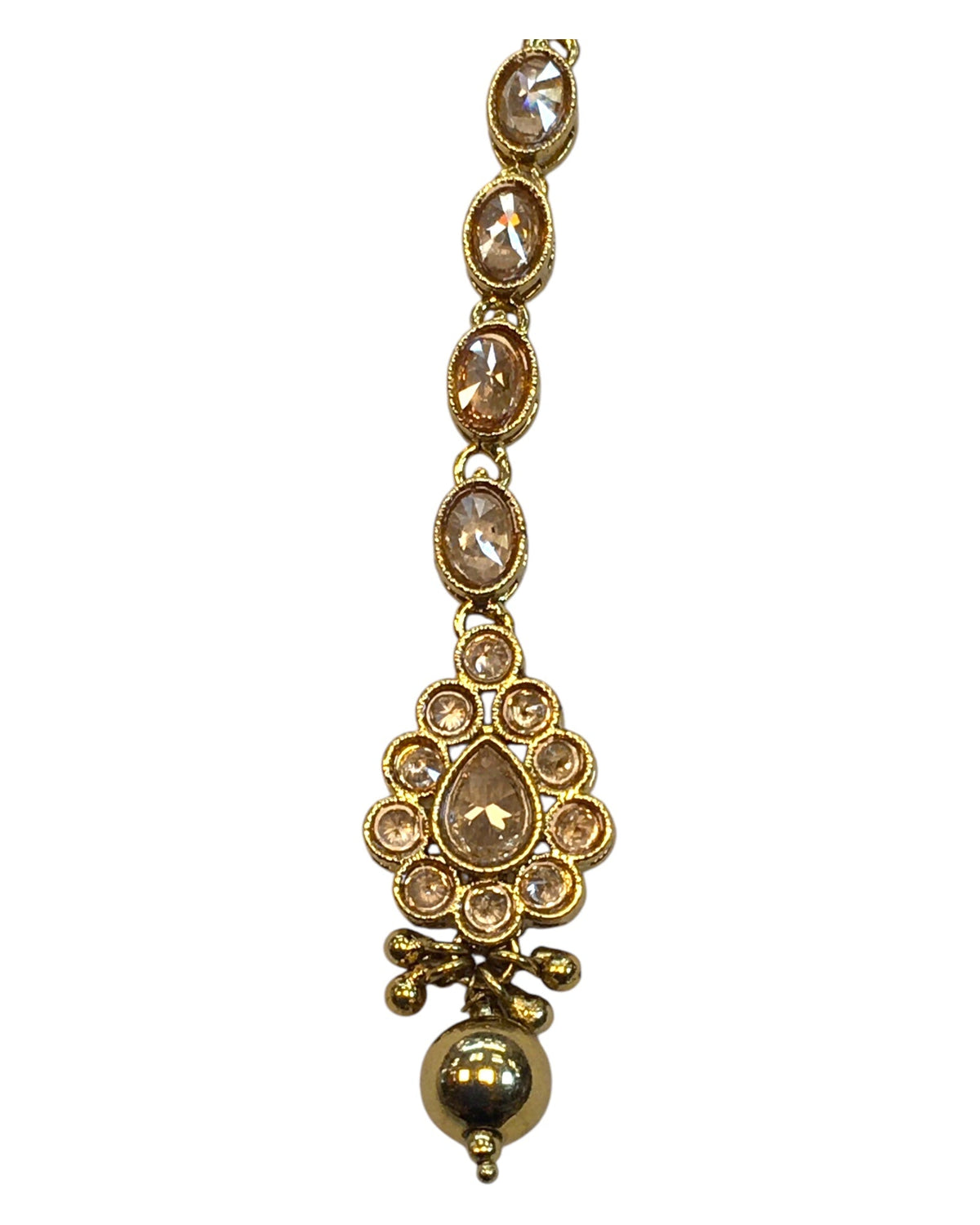 Gold / Neutral - Antique Gold Finish Small Size Tika Head Piece - Indian Ladies Fashion Jewellery - AE2431 11Vp24 - Prachy Creations