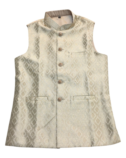 Gold - Rich Banarasi Brocade Handloom Brocade Mens Waistcoat - UK Stock- Dispatch in 24 hrs - KCS241108 KP - Prachy Creations