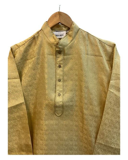 Gold - Rich Brocade Mens Indian Kurta set - UK Stock - Weddings / Walimas , Sangeet, Diwali, Eid, Mehndi / Henna - NAD25721 KA - Prachy Creations