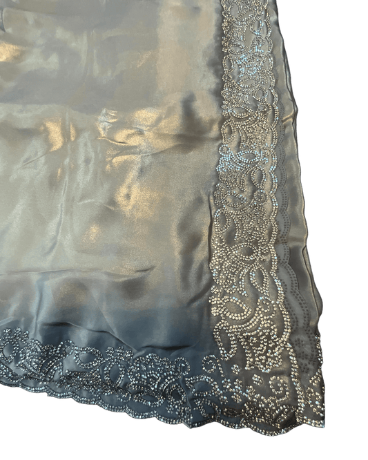 Gold - Saree with Thread / Stone Embroidery and Blouse Piece - UK stock - 24hr Dispatch - SP2621 VC - Prachy Creations