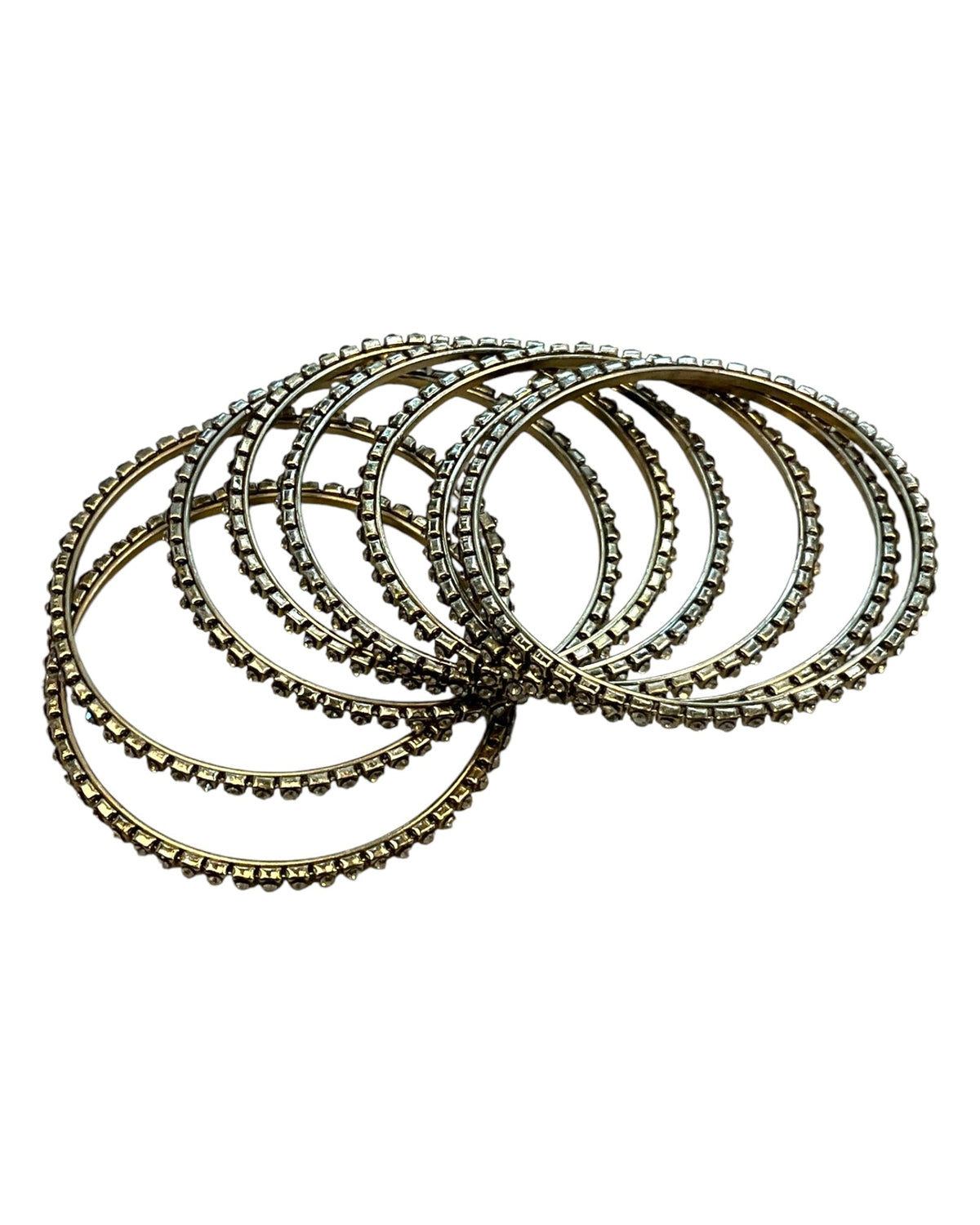 Gold Stone - Antique Gold Finish Bangles Set (Set of 8) - UK stock - SM, M, L, XL JAN3079 08Vp25 - Prachy Creations