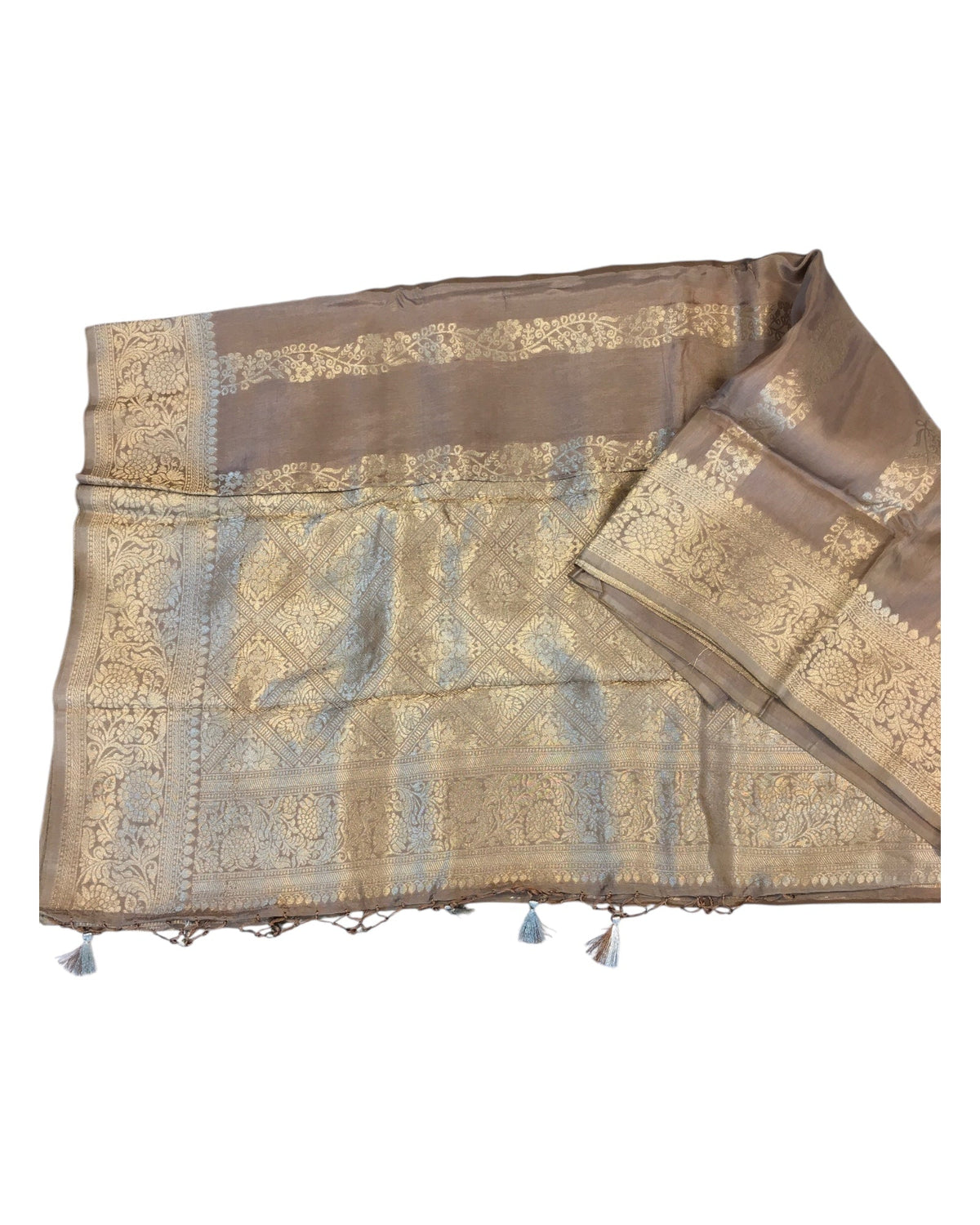 Gold -Traditional Handloom Banarasi Sari / Saree - with Blouse Piece - SN2401 11VJ24 - Prachy Creations