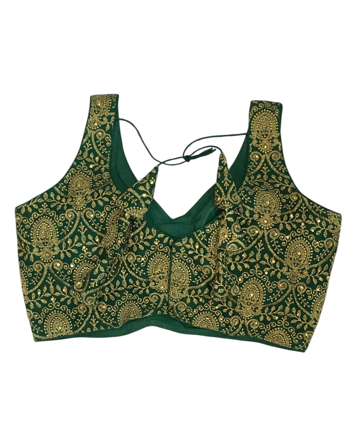 Green - Fully Embroidered Saree / Lehenga Blouse - With Cups - Margin to loosen - UK Stock - AF2505 KV 1224 - Prachy Creations