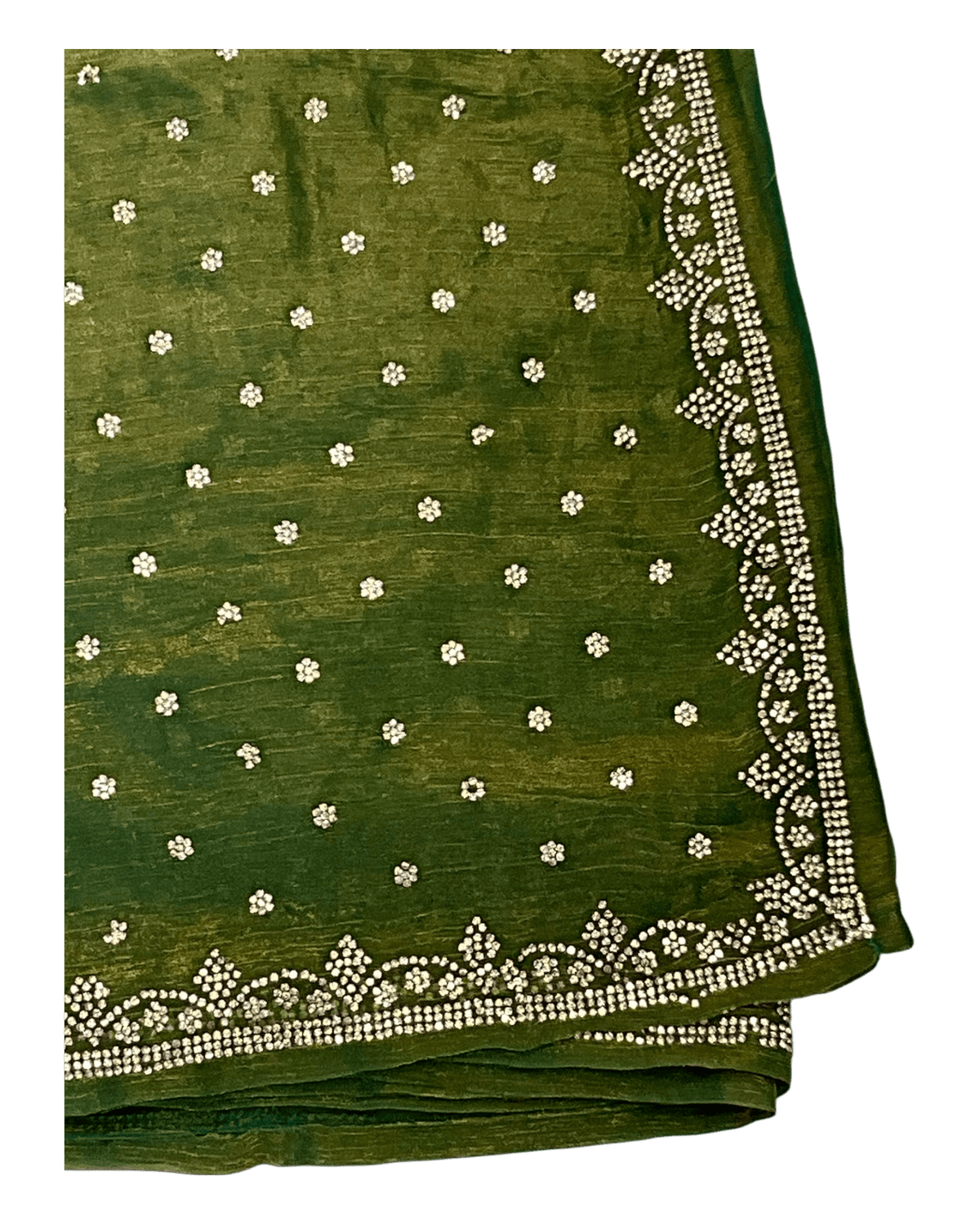 Green - Rich Saree with Stone Work Border and Blouse Piece - UK stock - 24hr Dispatch - RS2501 TH - Prachy Creations