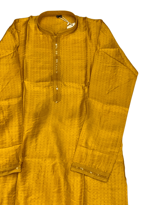 Haldi Yellow - Handloom Woven Mens Indian Kurta set with Trousers - UK Stock - Weddings / Walimas , Sangeet, Diwali, Eid, Mehndi / Henna - EM10786 05KC26 - Prachy Creations