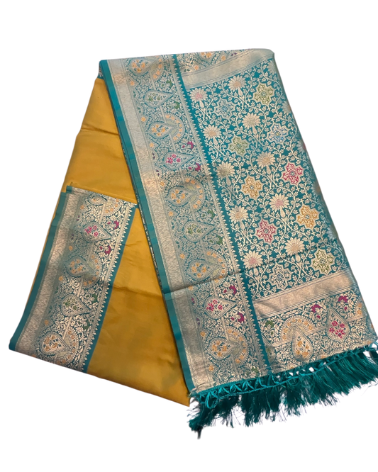Henna Yellow - Silky Handloom Banarasi Saree with Blouse Piece - 12KH25 RP387 - Prachy Creations