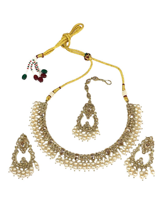 Gold - Antique Gold Finish Choker Necklace set - Bollywood - Weddings - KAJ938 KK 0523