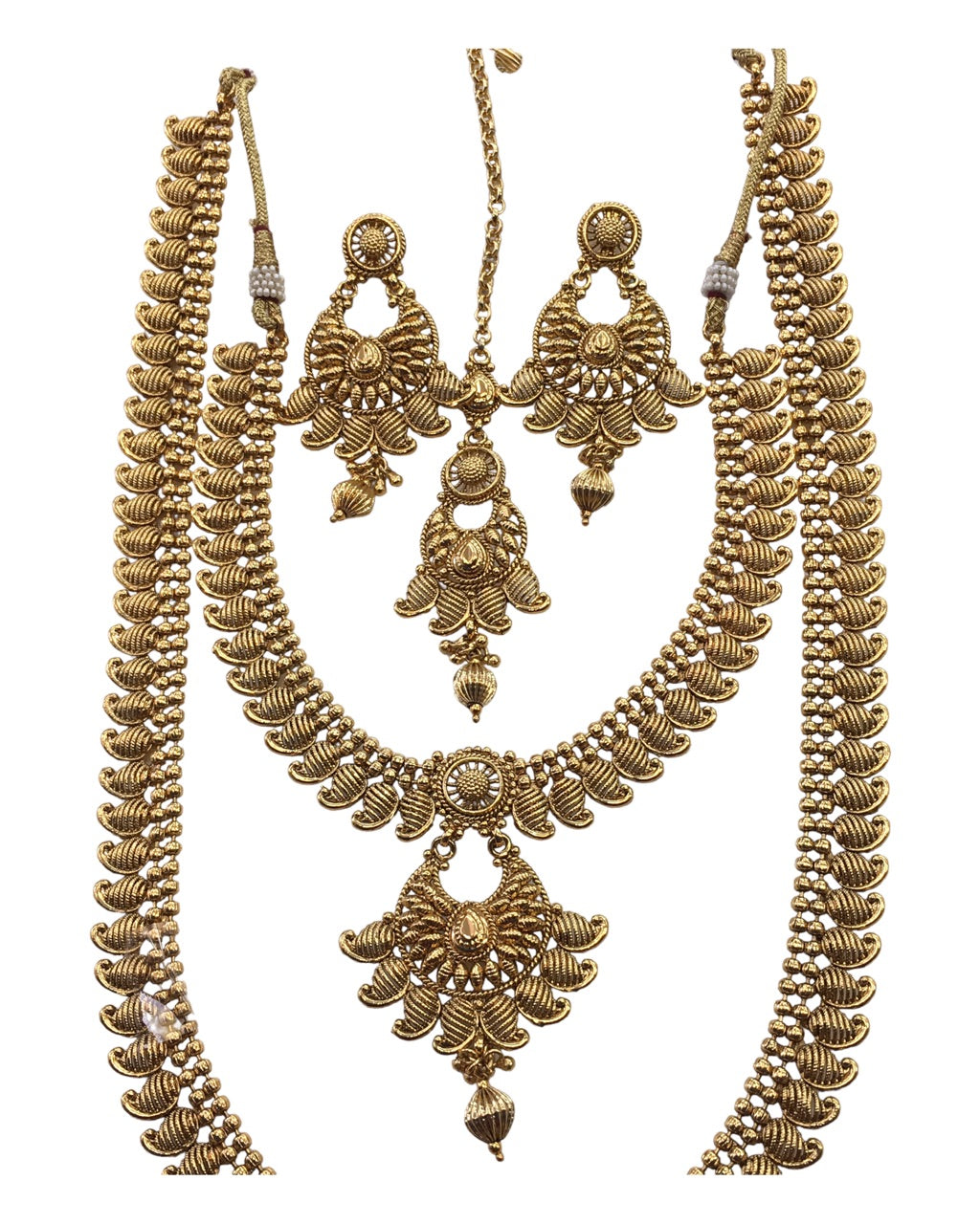 Dark Gold - Antique Gold Finish Choker and Long Necklace set - Bollywood - Weddings - AE2305 KP 0523