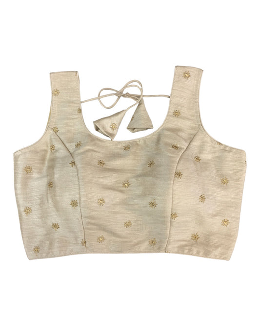 Light Gold - Dupion Silk Saree / Lehenga blouse - With Cups - Margin to loosen - UK Stock - AF2336 A 0623