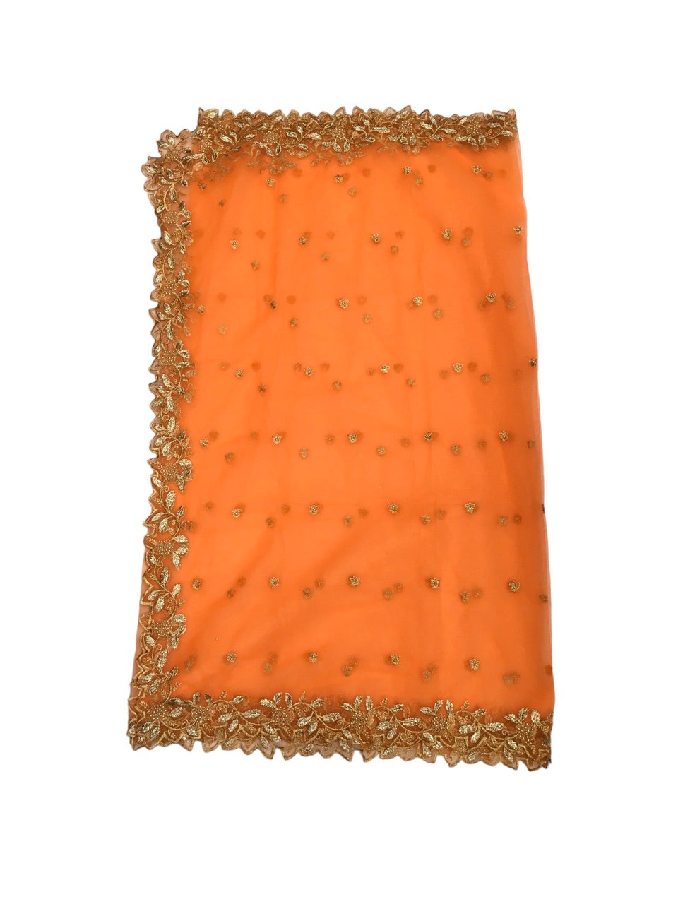 Ladies Net Dupatta / Scarf with Gold Embroidered Border - Mix N Match - ASM2301 Pp0723