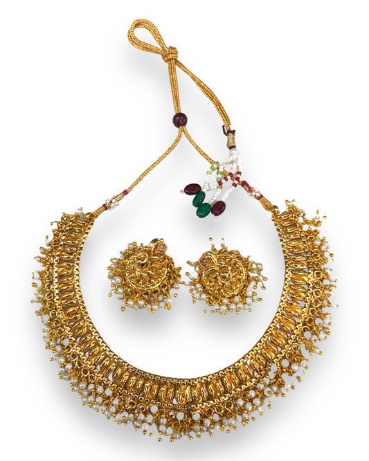 Gold Finish Choker Necklace set - Bollywood - Weddings - SHR42 R 0523