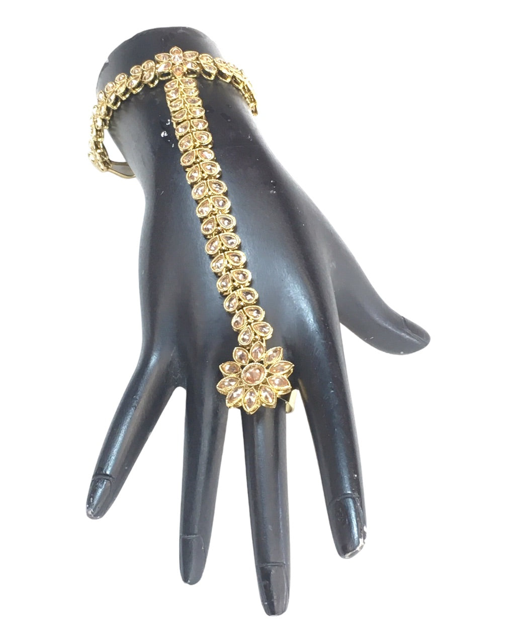 Gold - Antique Finish Panja / Indian Ladies Hand Accessory - Fashion Jewellery - Bollywood - Weddings - JIG495 J 0523