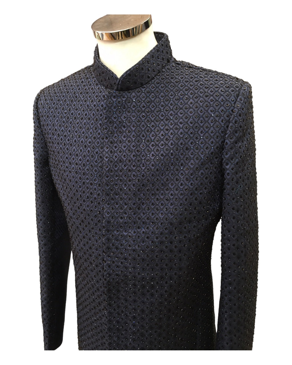 Stunning Fully Hand Embroidered Navy Blue Sherwani - 23VAR05 KCP 0523