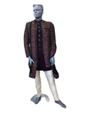 Wine / Maroon - Double Jacket Full Embroidery Sherwani with Trousers - SHU2305 CP 0523