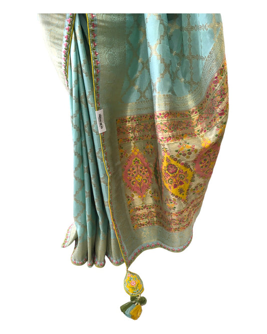 Sky Blue - Banarasi Handloom Saree with Blouse piece - SA173 TH -0523