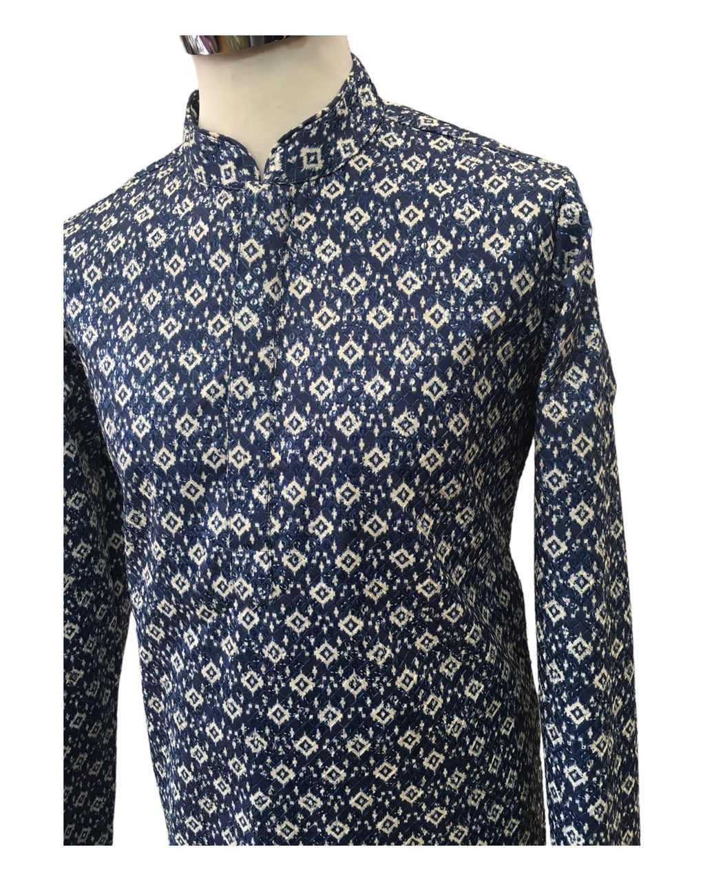 Navy Blue - Digital Print Cotton Men's Churidar Kurta Set - YD2312 KJ 0623