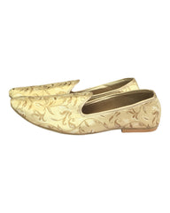 Very comfortable Gold Brocade Loafer style Mojri - Indian Mens shoes - Mojari, Khossay -  YD2208 H