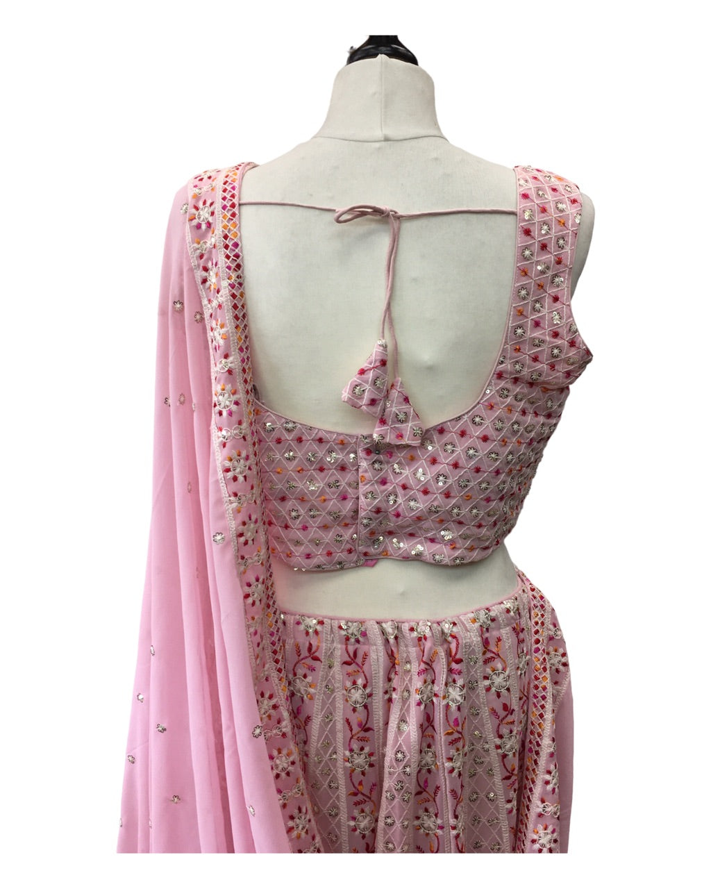 Baby Pink Chiffon Lucknow Lehenga Set - UK Stock - 24h Dispatch - AF2326 TP 0523