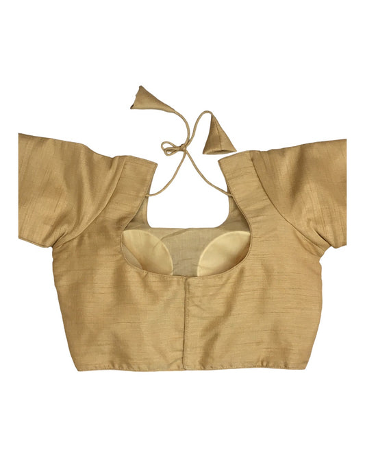 Gold - Plain Dupion Silk Saree blouse - size 32"-50" - S, M, L, XL, XXL, XXXL and XXXXL - AF2329 A 0623