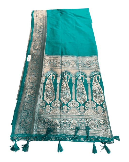 Jade Green - Traditional Handloom Saree with Blouse Piece - UK stock - 24hr Dispatch - SP2630 KP - Prachy Creations