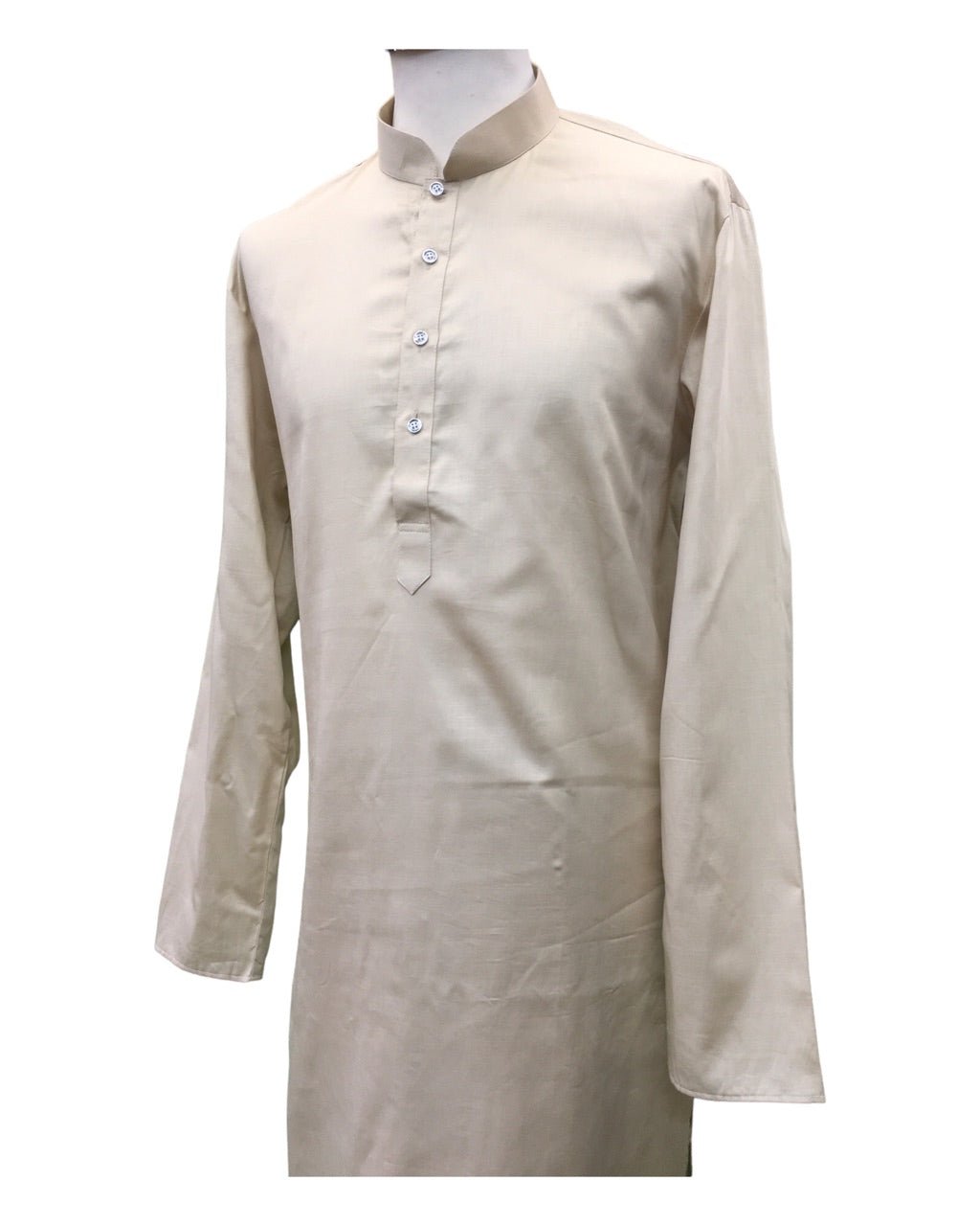 Leather Cotton Mens Indian Kurta set in Beige - for Sangeet, Mehndi, Eid Celebration (with smart trousers) -Prachy Creations