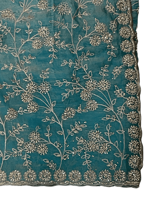 Light Blue - Rich Saree with Allover Embroidery and Blouse Piece - UK stock - 24hr Dispatch - RS2507 PR - Prachy Creations