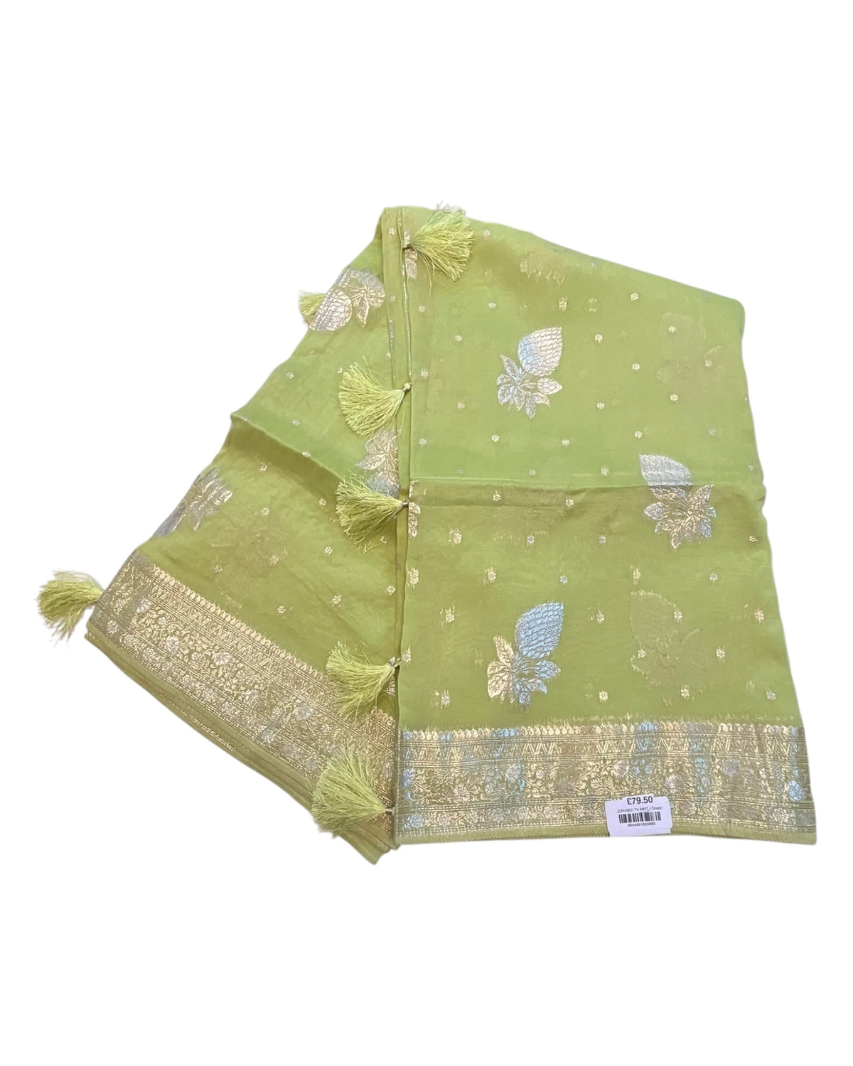Light Green / Mint - Handloom - Chiffon Banarasi Saree with Blouse Piece - JOH1607 10TV25 - Prachy Creations