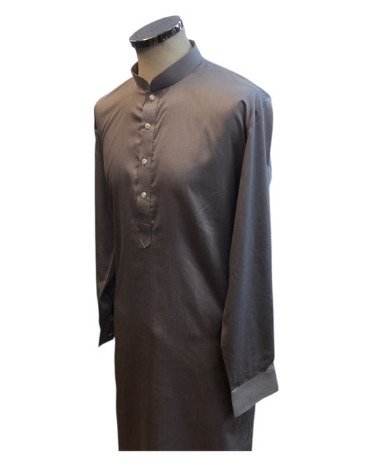 Light Grey - Rich Material Mens Indian Kurta set - Pair with a waistcoat or wear under Sherwanis - Weddings / Walimas , Sangeet, Mehndi / Henna , Eid / Diwali - BS2503 01VK25 - Prachy Creations