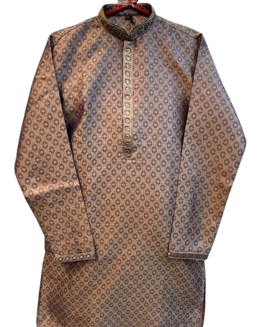 Lilac - Banarasi Handloom Brocade Mens Indian Kurta set - UK Stock - Weddings / Walimas , Sangeet, Diwali, Eid, Mehndi / Henna - VEE2433 VR - Prachy Creations