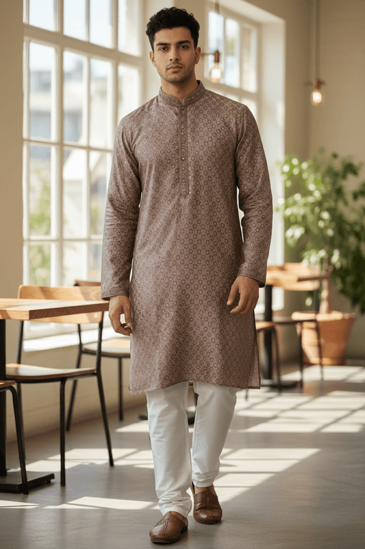 Lilac - Banarasi Handloom Brocade Mens Indian Kurta set - UK Stock - Weddings / Walimas , Sangeet, Diwali, Eid, Mehndi / Henna - VEE2433 VR - Prachy Creations