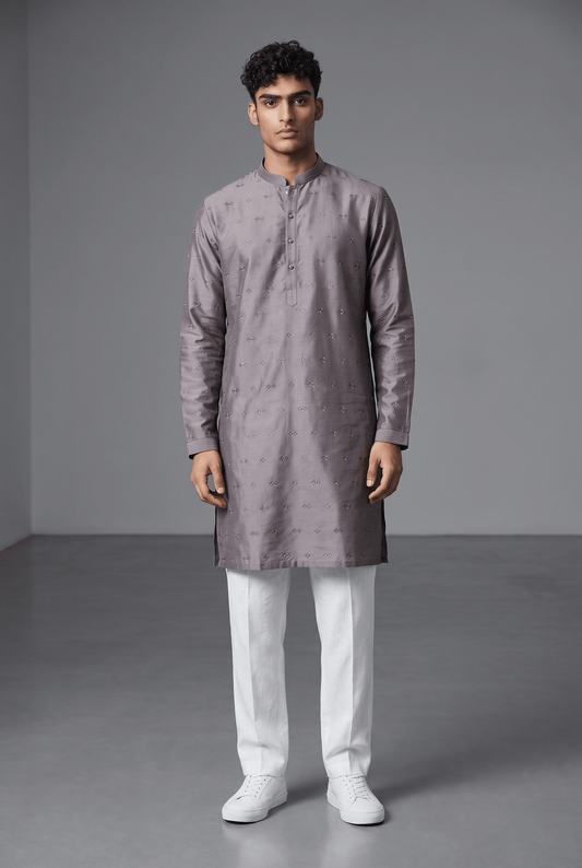 Lilac - Handloom Silky Mens Indian Kurta set with Trousers - UK Stock - Weddings / Walimas , Sangeet, Diwali, Eid, Mehndi / Henna - EM10697 05KH26 - Prachy Creations