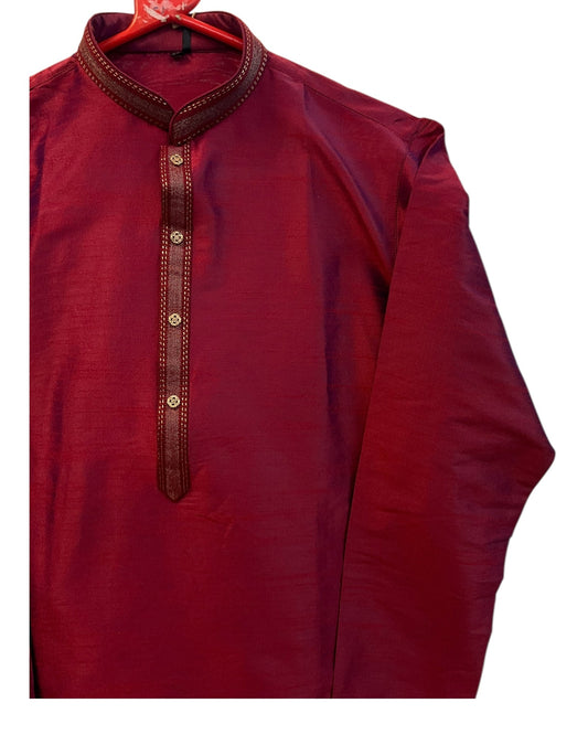 Magenta Fuchsia Pink - Banarasi Handloom Brocade Mens Indian Kurta set - UK Stock - Weddings / Walimas , Sangeet, Diwali, Eid, Mehndi / Henna - VEE2532 KR - Prachy Creations