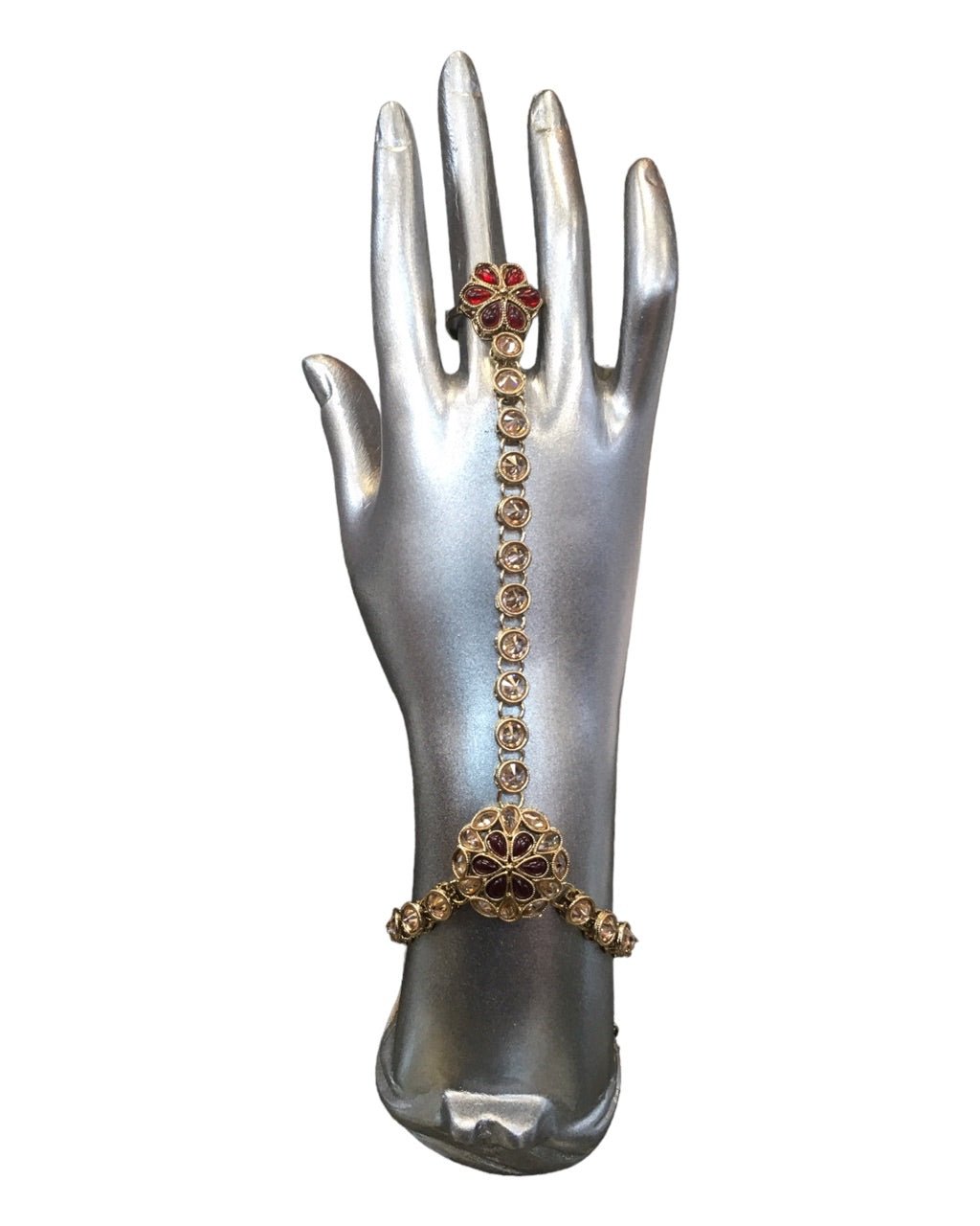 Maroon - Antique Finish Panja / Indian Ladies Hand Accessory - Fashion Jewellery - Bollywood - Weddings - KAJ1001 T 1023 - Prachy Creations