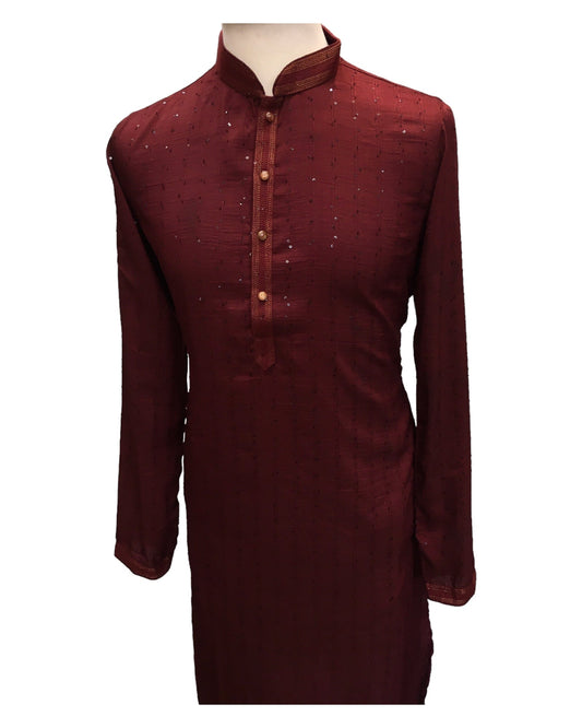 Maroon - Fantastic Mens Indian Kurta set - Weddings / Walimas , Sangeet, Eid, Mehndi / Henna - NAD2405 08KA24 - Prachy Creations