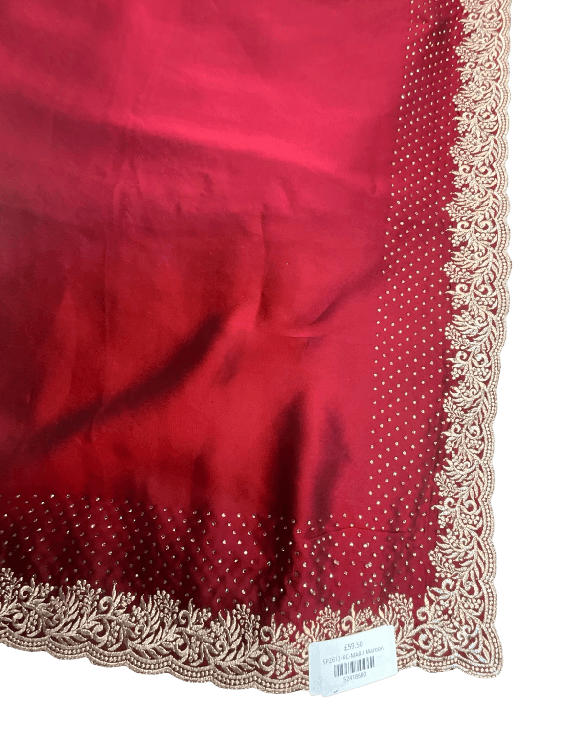 Maroon - Saree with Thread / Stone Work and Blouse Piece - UK stock - 24hr Dispatch - SP2612 KR - Prachy Creations