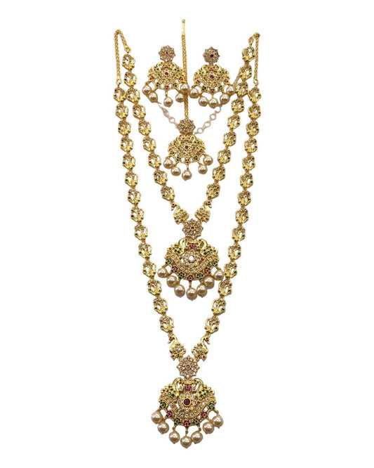 Multi - Gold Finish Double Necklace set - Bollywood - Weddings - MSK35 VT 0523 - Prachy Creations