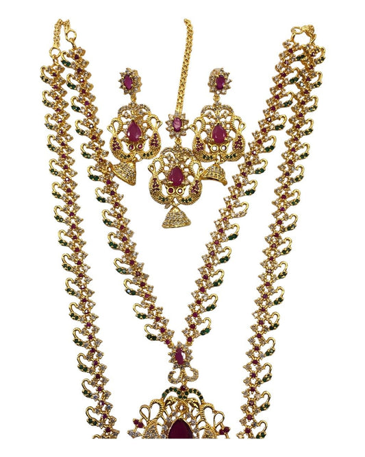 Multi - Gold Finish Double Necklace set - Bollywood - Weddings - MSK37 VT 0523 - Prachy Creations