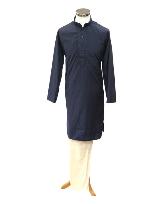 Navy Blue Cotton Silky Mens Kurta Set - Sangeet Mehendi Haldi KCS1001KY 0923 - Prachy Creations