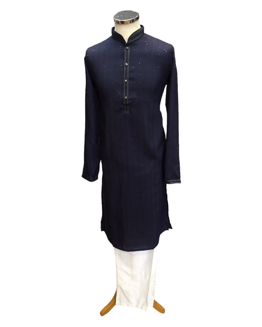 Navy Blue - Fantastic Mens Indian Kurta set - Weddings / Walimas , Sangeet, Eid, Mehndi / Henna - NAD2405 08KA24 - Prachy Creations