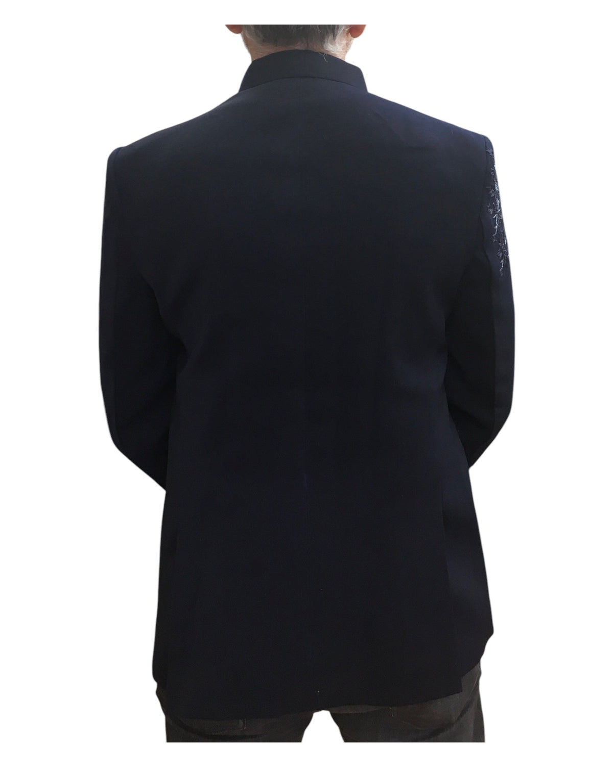 Navy Blue - PREMIUM Mens Self Brocade BandhGala / Prince / Chinese Collar Jacket with Hand Embroidery - Fantastic Fit - CS2507 03AY25 - Prachy Creations