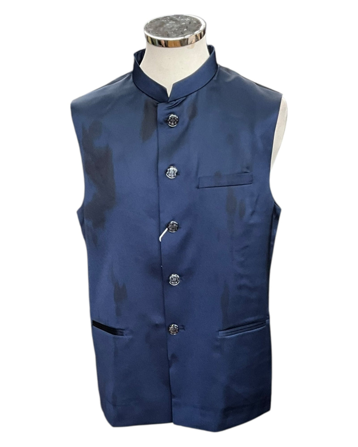 Navy Blue - PREMIUM Slim Fit Mens BandhGala / Prince / Chinese Collar Open Jacket with inside Waistcoat- Fantastic Fit - CS2510 JP 0625 - Prachy Creations