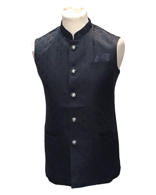 Navy Blue - Rich Suiting Material Mens Indian Waistcoat - Amazing Fit - Great Quality - YD2420 KC 0824 - Prachy Creations