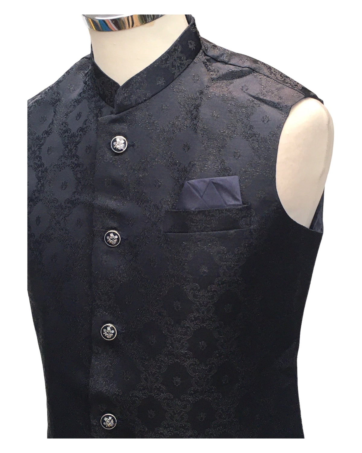 Navy Blue - Rich Suiting Material Mens Indian Waistcoat - Amazing Fit - Great Quality - YD2423 KC 0824 - Prachy Creations